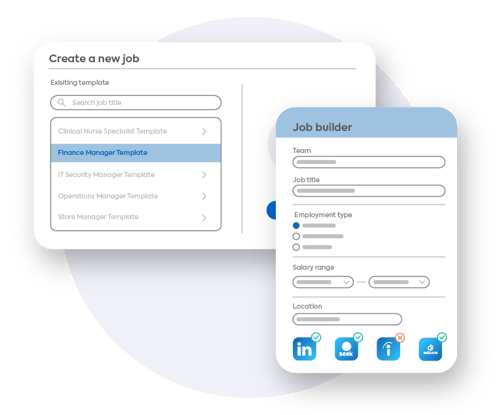 A fast posting job builder screen displaying a pre-filled job template.