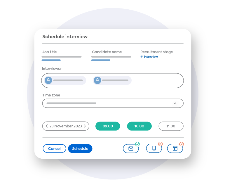 A screenshot of a simple job interview scheduling tool that makes it easy to connect hiring manager and candidates.