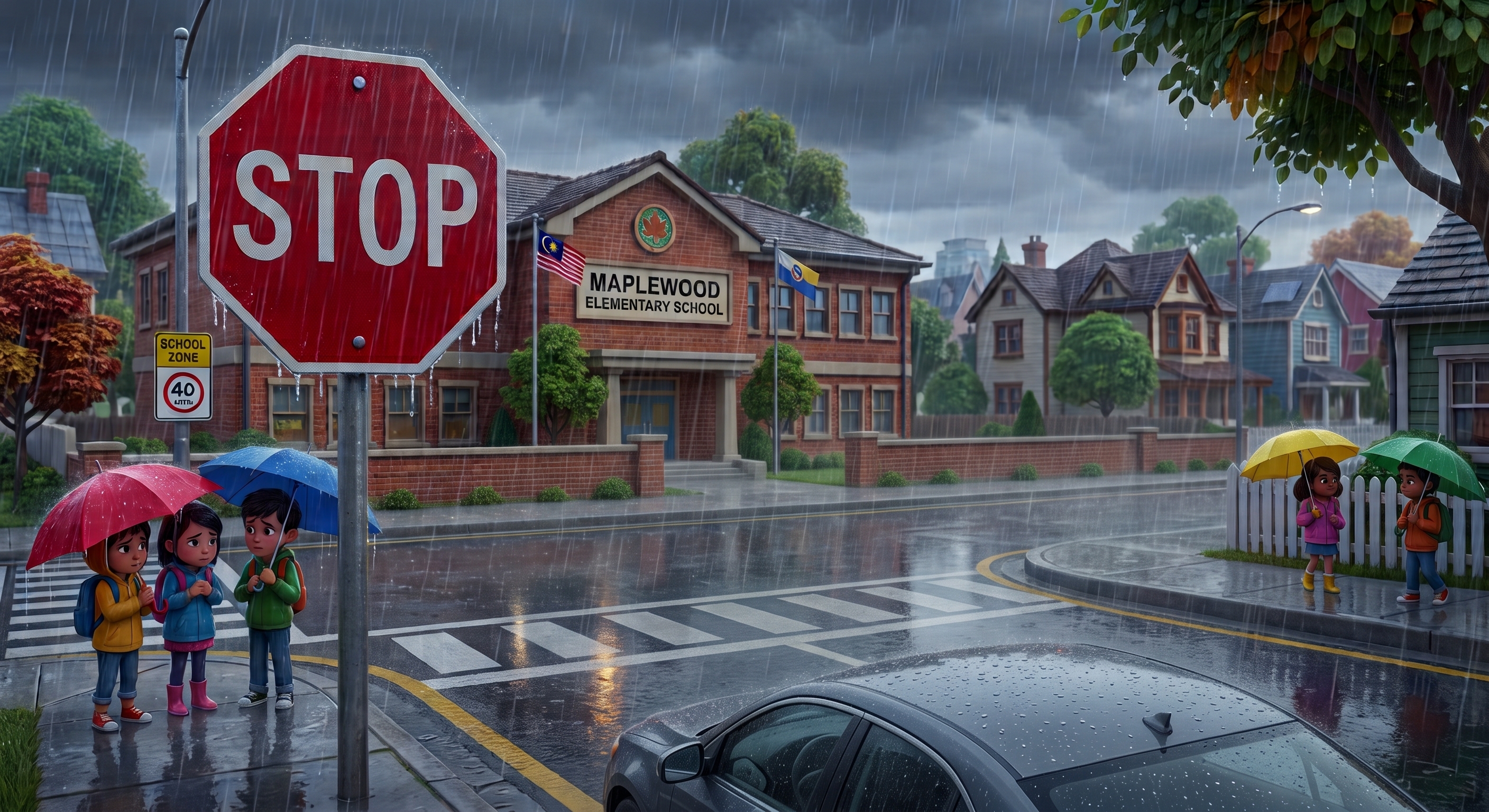 Stop sign and raining