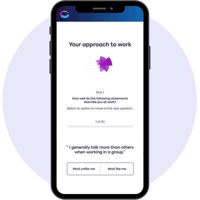 A mobile app that assesses job candidates and matches them with the types of work needed by a high performing team. A mobile app that assesses job candidates and matches them with the types of work needed by a high performing team.