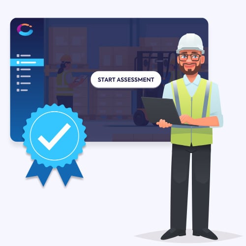 A confident learner driver is certified as a qualified forklift operator.