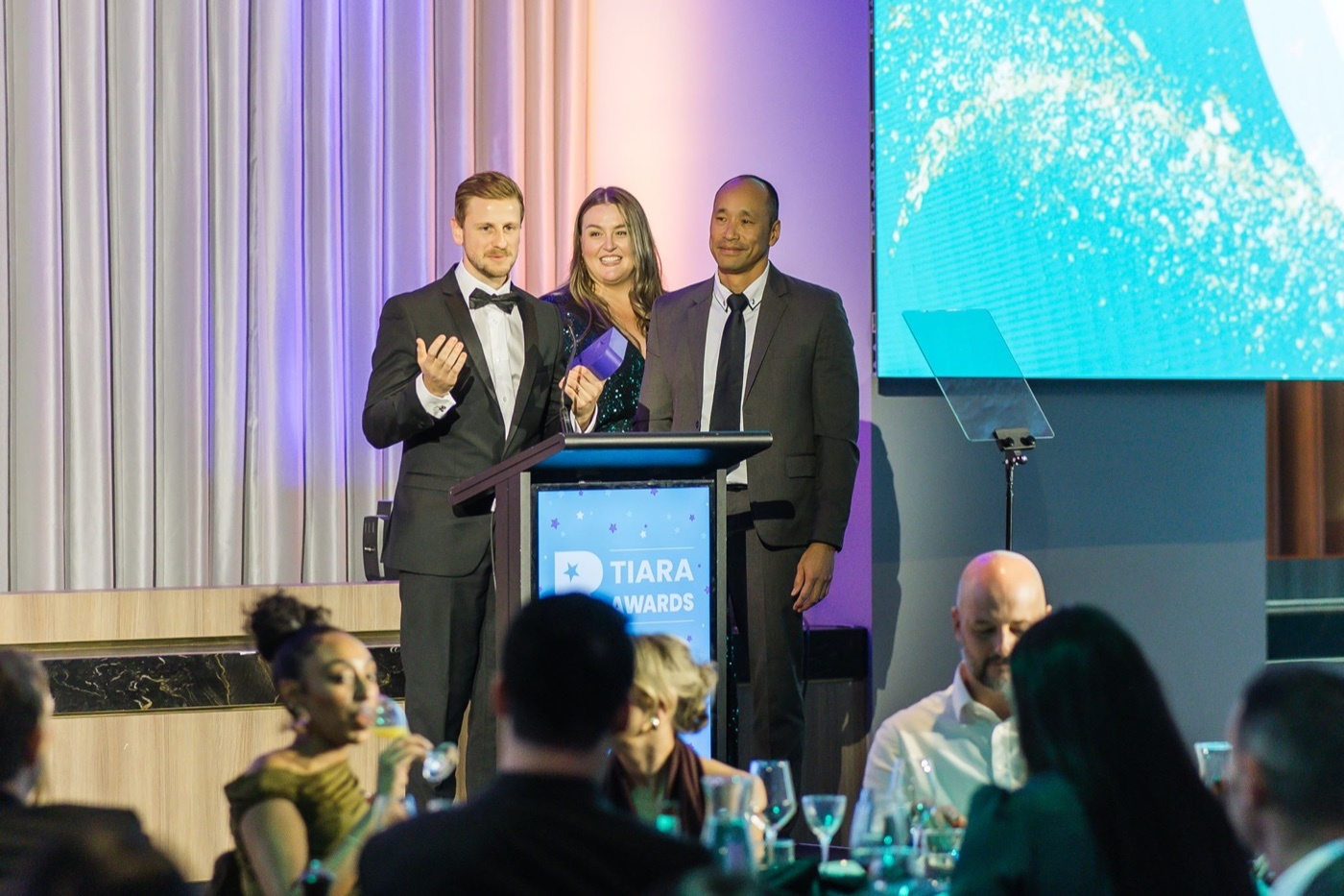 David Youngman and Daryl Ning accept The Talent Tech Customer Service Award for Compono at the 2026 TIARA Awards ANZ