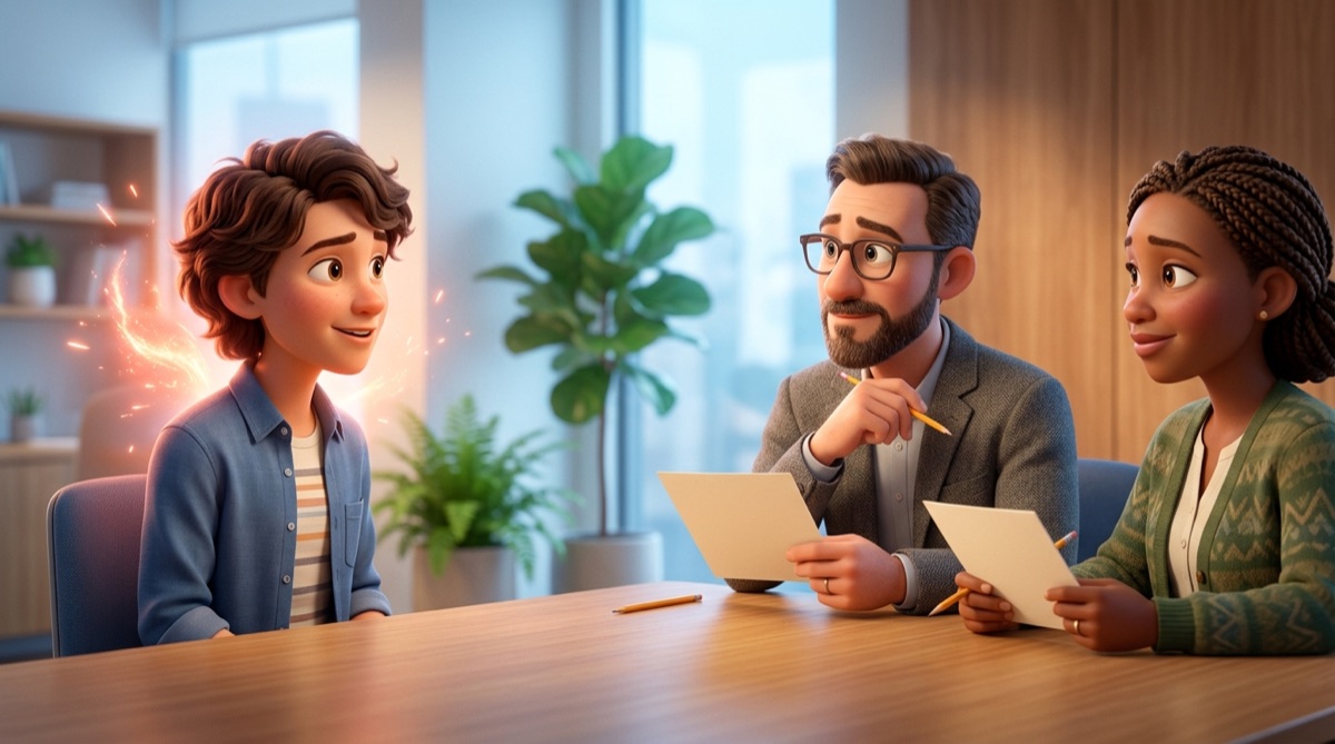 An interview panel scores a candidate independently using structured culture add interview questions