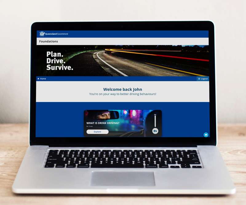 A Queensland Government behavioural program running on a laptop, built on Compono