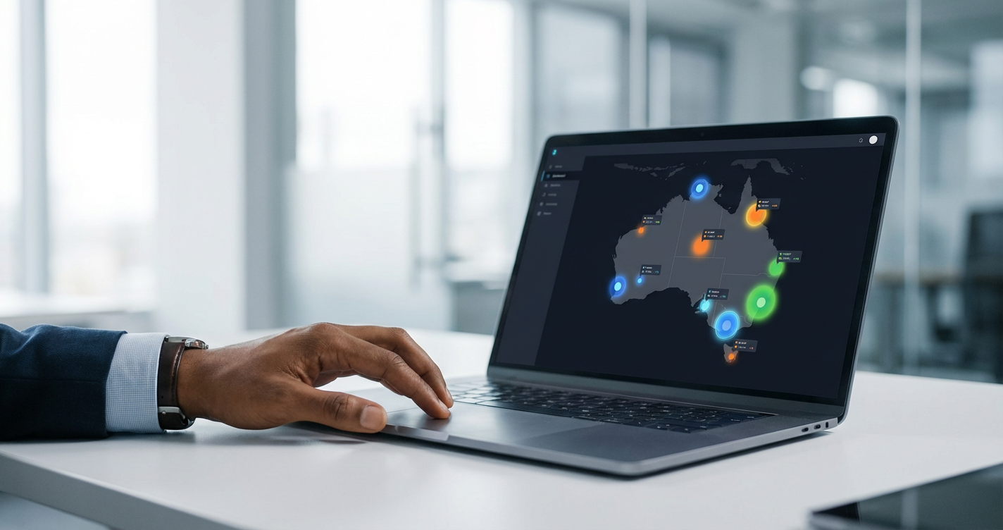A close-up of a diverse HR manager's hands using a clean, modern dashboard interface on a laptop. The screen shows a 'Sent...